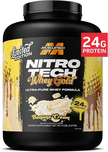 [631656717884] Muscletech Nitrotech 100% Whey Gold-68Serv.-2.27KG-Banana Cream