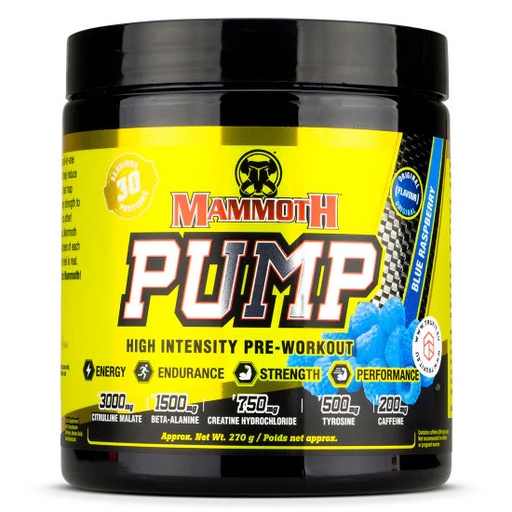 [625486103535] Mammoth Pump High Intensity Pre-Workout-30Serv.-270G-Blue Raspberry