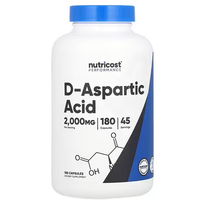 [810014676135] Nutricost Performance D-Aspartic Acid-2000mg-45Serv.-180 Caps