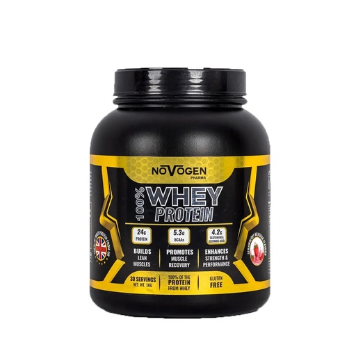 [6224009328277] Novogen Pharma Whey Protein-30Serv.-1Kg-Strawberry Milkshake