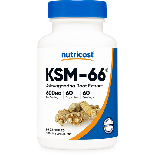 [810014679273] Nutricost KSM-66 Ashwagandha Root Extract -600 mg-60Serv.-60Caps