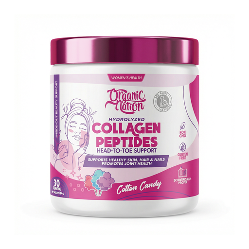 [6222023704756] Organic Nation Collagen Peptides-30Serv.-194G-Cotton Candy
