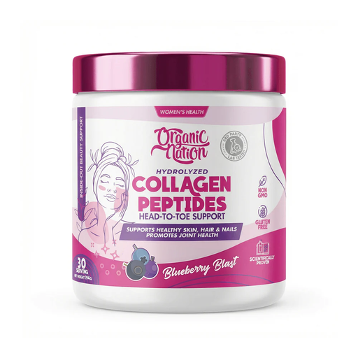 [6222023704732] Organic Nation Collagen Peptides-30Serv.-194G-Blueberry Blast