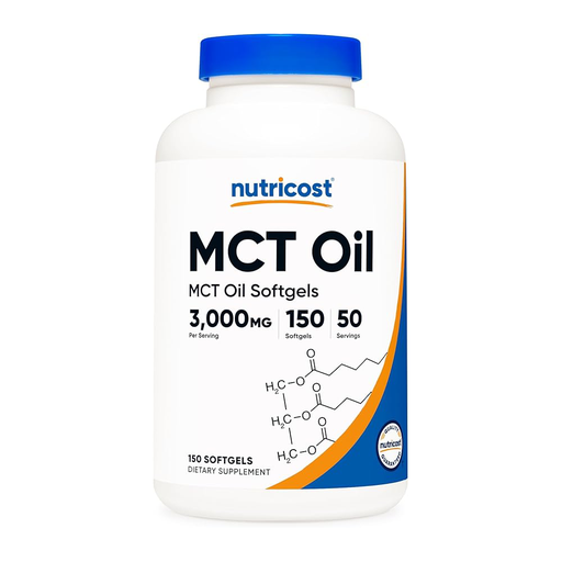 [857077008671] Nutricost MCT Oil Softgels 1000mg.-50Serv.-150Softgel