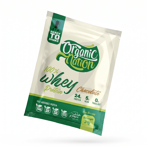 [6223007820493] Organic Nation 100% Whey Protein-1Serv.-34G-Chocolate