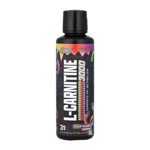 [850073732144] Nutrex Research L-Carnitine 3000.-31Serv.-465Ml.-Sour Gummy Worms